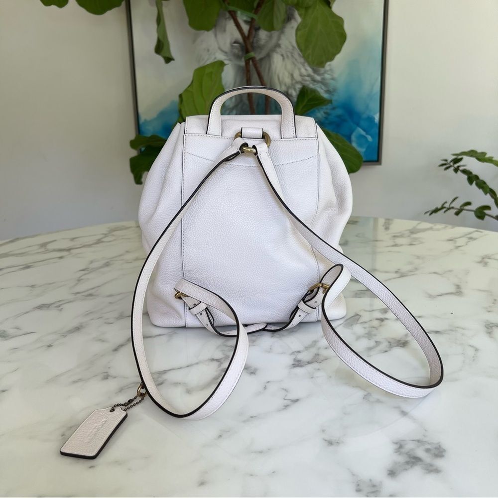 Coach Evie Polished Pebble Leather Backpack Chalk White Brass 68380 - Picture 6 of 16
